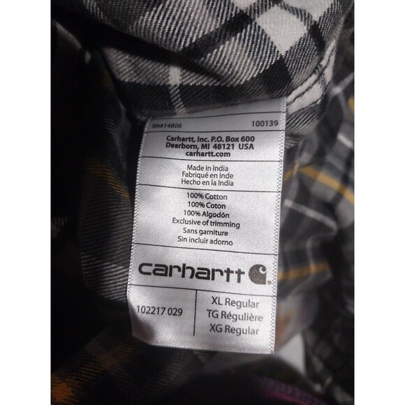 Carhartt Flannel Relaxed Fit Long Sleeve Shirt Men's  Plaid Multicolor Size XL - Picture 7 of 7